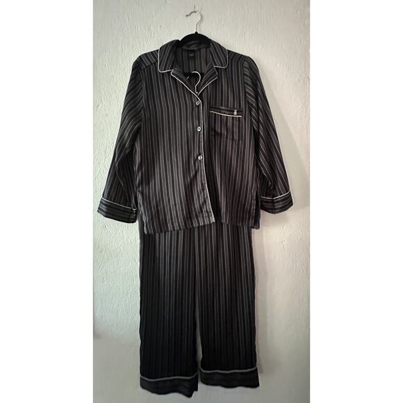 Victoria's Secret 2 PC Classic Pajama Set Satin Striped Sleepwear Cozy Small - Picture 1 of 16